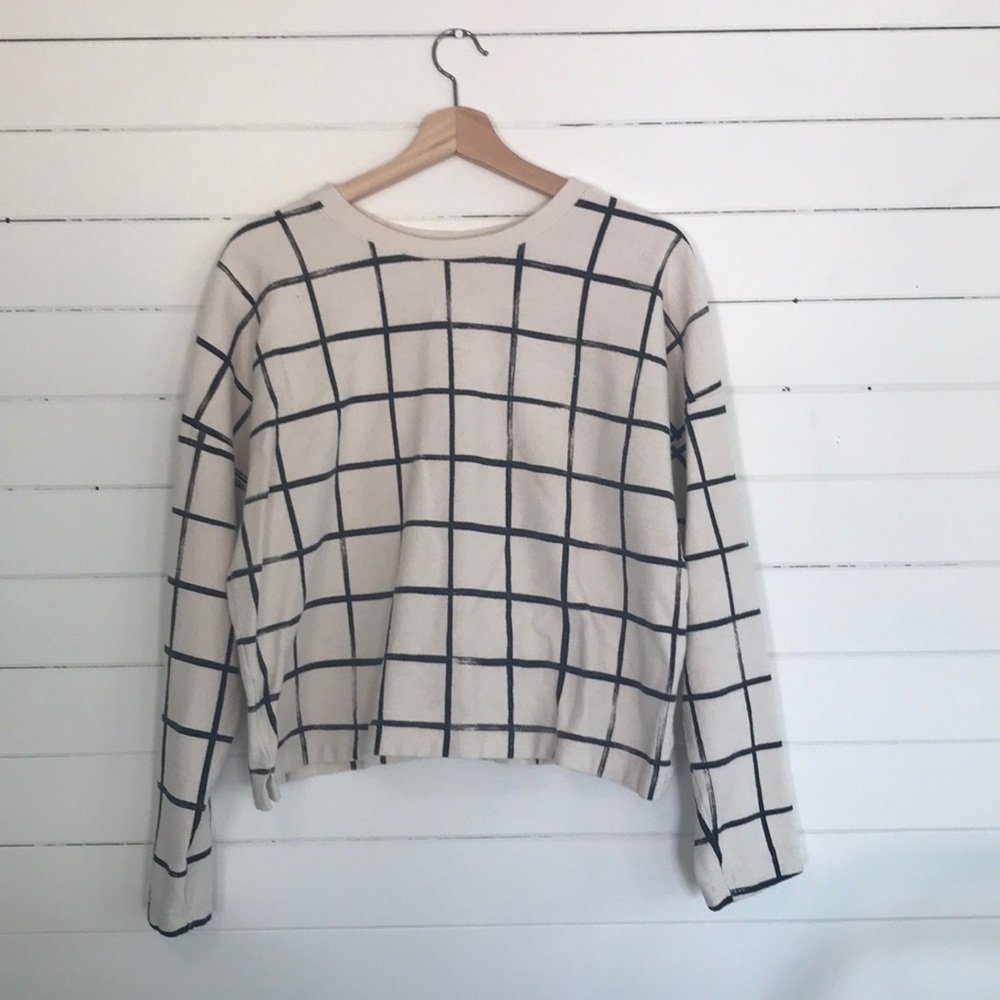 Make It Good Windowpane Print Cropped Sweatshirt
